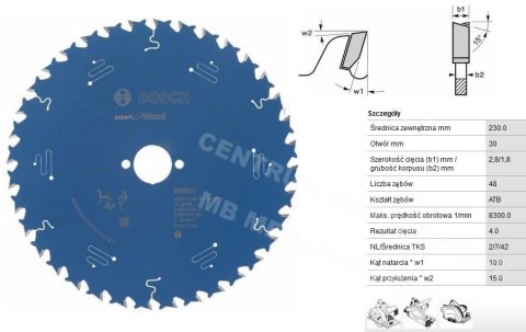 MB Mega PI A TARCZOWA 230x30mm 48 Z B W EXPERT for WOOD DO